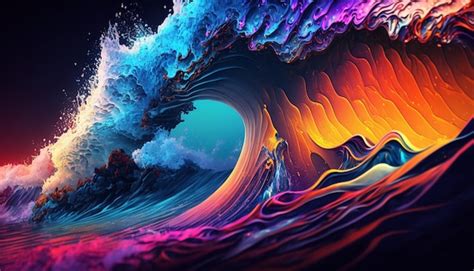 Premium AI Image | Colorful ocean waves abstact backgroundGenerative AI