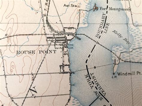 Antique Rouses Point New York 1907 US Geological Survey Topographic