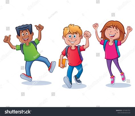 Cartoon Three Kids Two Boys Girl Stock Vector (Royalty Free) 1271691751 ...