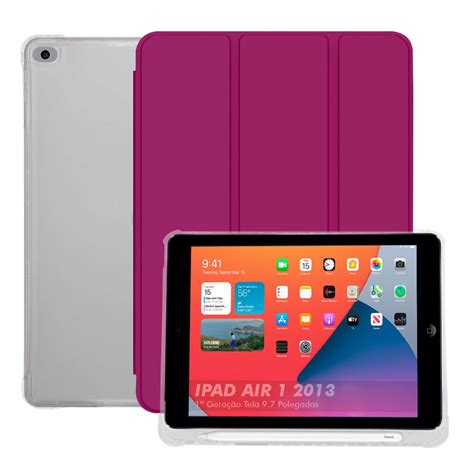 Capa Case Ipad Air 1 1ª Geração 2013 Smart Couro Magnética Porta Caneta