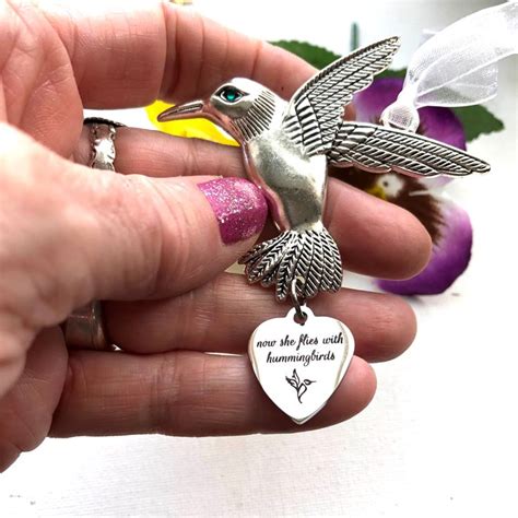 Now She Flies With Hummingbirds Hummingbird Memorial Ornament