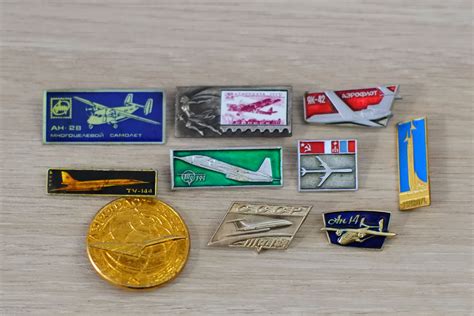 Soviet Set Of Vintage Badges Dedicated To Soviet Aviationrussian