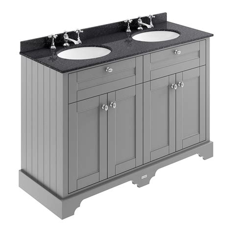 Old London By Hudson Reed 1200mm 4 Door Vanity Unit Double Bowl Black