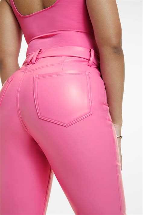 Good Icon Faux Leather Pants Sorority Pink003 Good American