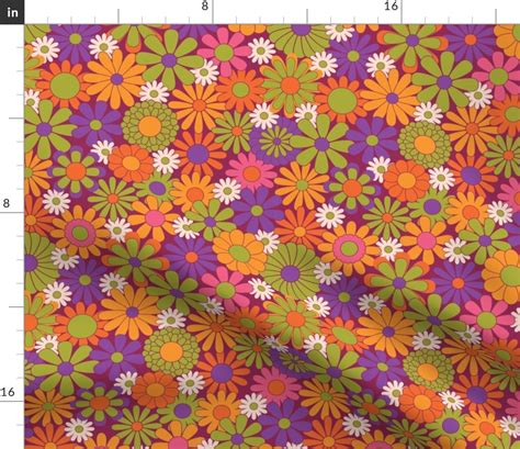 Hippie Flower Power Pattern Fabric Spoonflower