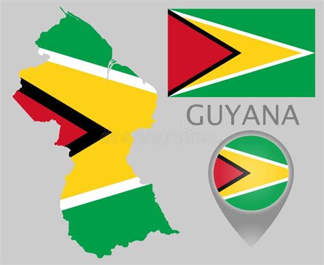 Guyana Flag, Map and Map Pointer Stock Vector - Illustration of diagram ...