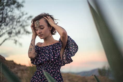 Tattooed Young Woman In Nature By Stocksy Contributor Lucas Ottone