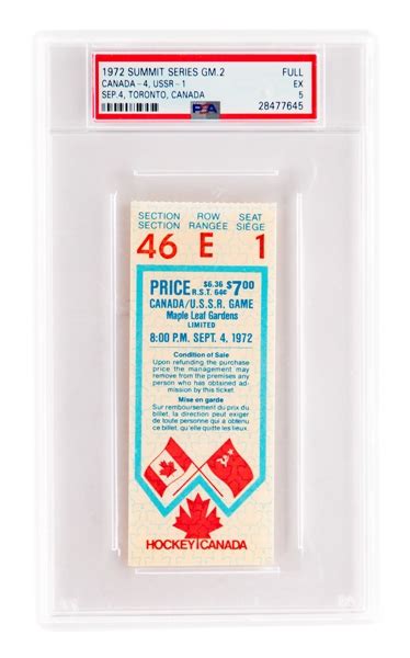 Lot Detail Canada Russia Series Game Ticket Stub From Maple