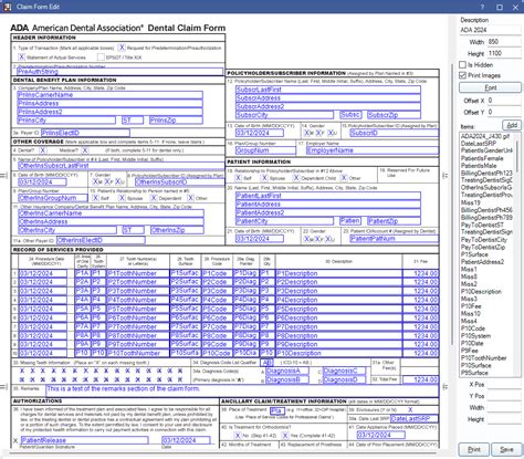 Open Dental Software Claim Form Edit