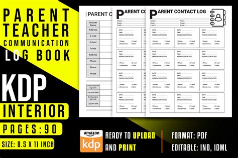 Parent Teacher Communication Log Book Graphic By Youcef RZ Creative