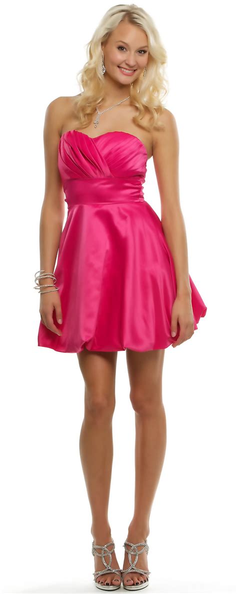 Hot Pink Pleated Perfection Strapless Cocktail Dress Strapless