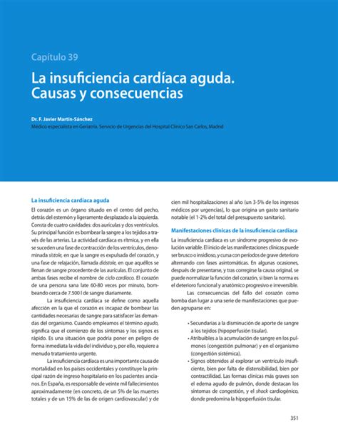 Capítulo 39 La insuficiencia cardíaca aguda Causas y consecuencias