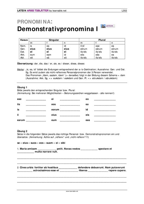 Latein Demonstrativpronomina I Unterrichtsmaterial Im Fach Latein In