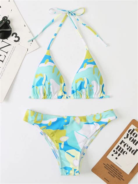 Sexy Halter Micro Bikini Print Swimwear Women S Swimsuit For