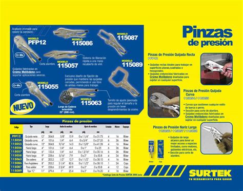 Surtek 115054 115054 TRUPER Pinza de presión de 4 quijada curva Surtek