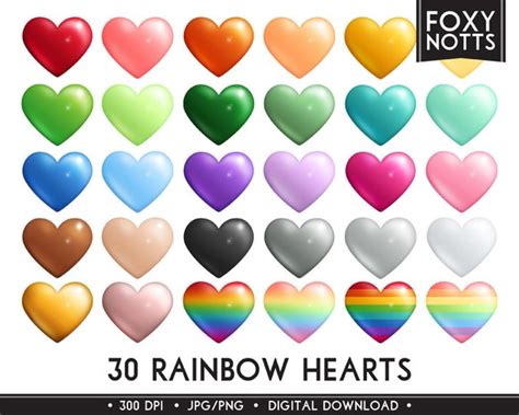 Rainbow And Pastel Heart Clip Art Digital Download Clipart Etsy