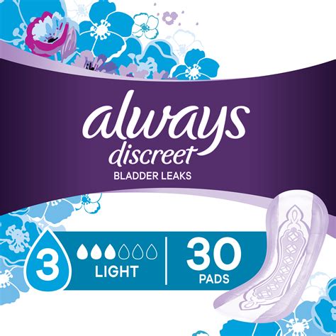 Always Discreet Incontinence Pads Light Absorbency 30 Pack