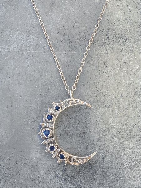 Sapphire Crescent Moon Necklace Lunessa