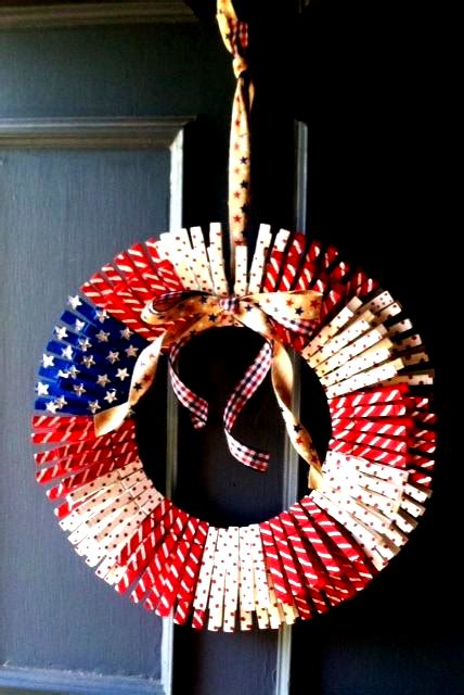 Fourth Of July Clothes Pin Wreath This Was So Much Fun To Make And So Easy Clothes Pin