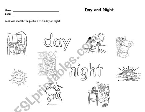 Daytime And Nighttime Worksheets