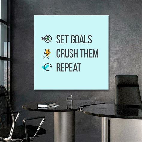 Set Goals Crush Them Repeat Motivational Positive Canvas Print Wall