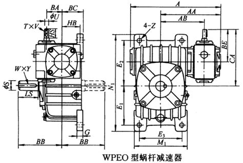 Wpeo型蜗轮蜗杆减速机主要尺寸 德州向力减速机械有限公司