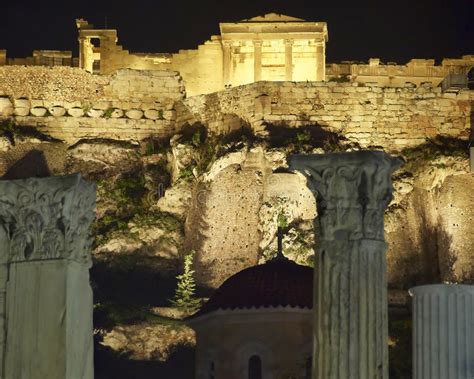 Greece, Erechtheion Temple Night View Stock Photo - Image of antiquity ...