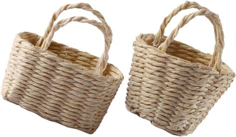 Amazon Ibasenice 2pcs Doll House Flower Basket Woven Storage