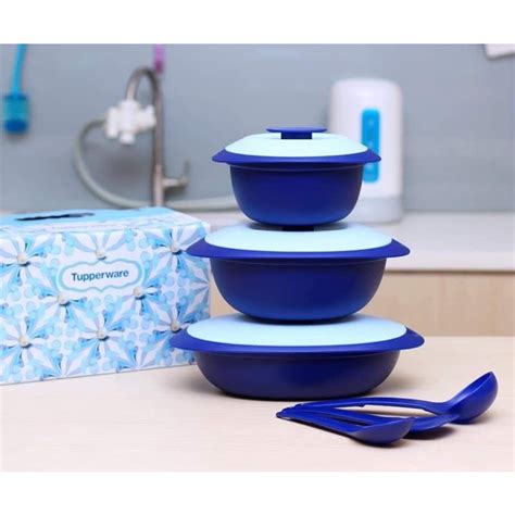 Tupperware Royale Blue Serveware Set Shopee Malaysia