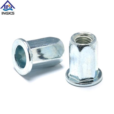 Carbon Steel Zinc Plated Full Hex Body Flat Head Steel Rivet Nuts With