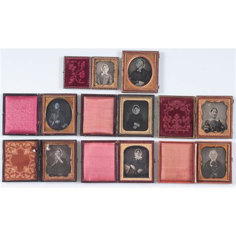 Eight Daguerreotypes And Ambrotype Of Aged Women Wearing Bonnets One