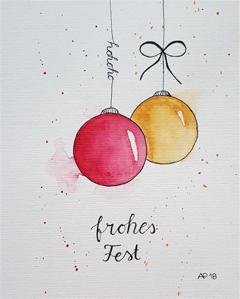 frohes Fest Weihnachtskarten Geschenke schön verpacken Aquarell