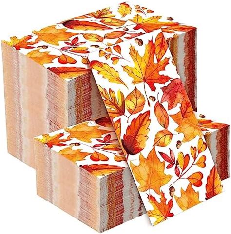 Amazon Tenceur 100 Pcs Thanksgiving Napkins Disposable Fall Paper