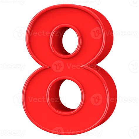 Red 3d Number 8 46645790 Png