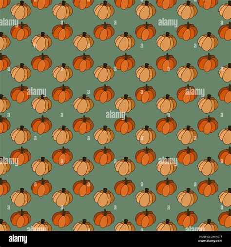 Seamless Pumpkin Pattern Illustration Hand Drawn Colourful Background