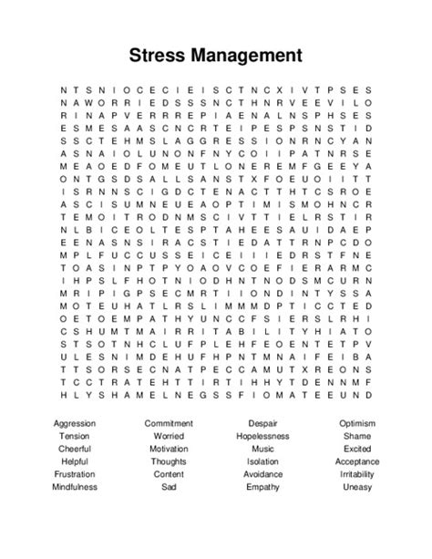 Stress Management Word Search