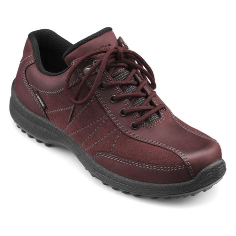 Hotter Womens Mist Wide Gtx Maroon Nubuck Suede Waterproof Lace Up Walking Shoes