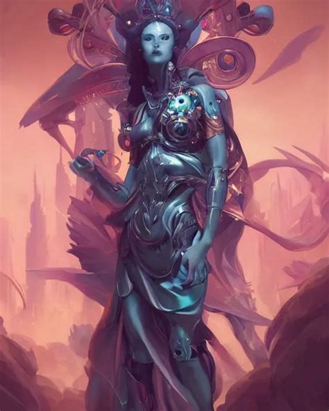 Portrait Of A Beautiful Cybernetic Empress Splash Art Stable