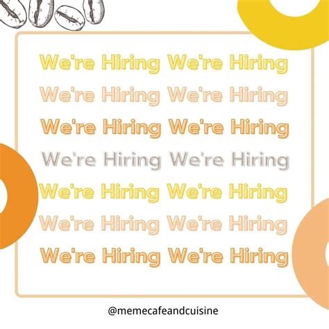 Hiring People Cafe Memecafeandcuisine Werehiring Jobs