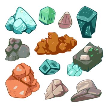 Minerals Clipart Stones And Minerals With Cartoon Style Illustration ...