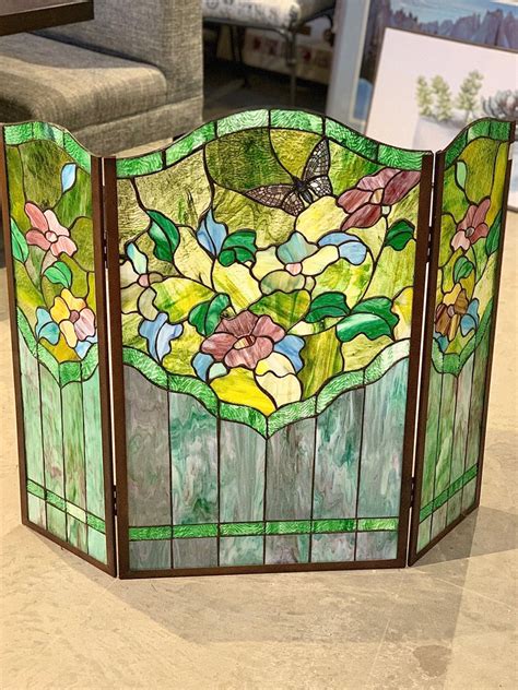 Meyda Tiffany Butterfly Stained Glass Fireplace Screen Champagne Taste Home