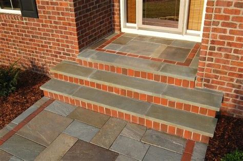 Brick Bluestone Stoop Ideas Front Yard Decor Porch Steps Front