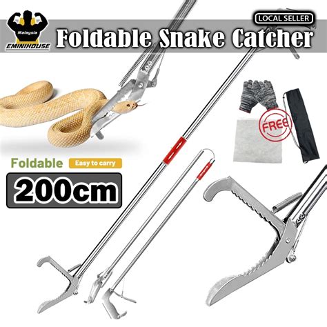 IN Stock Snake Stick Catcher Stainless Steel Snake Tongs Clamp Long