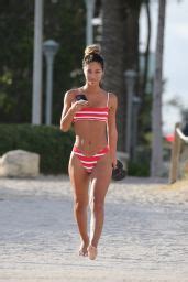 Erika Wheaton In A Striped Bikini On The Beach In Miami Celebmafia
