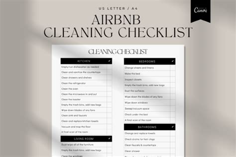 Airbnb Cleaning Checklist Canva Template Graphic By Lazy And Busy