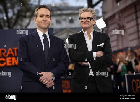 Matthew Macfadyen Left And Colin Firth Pose For Photographers Upon