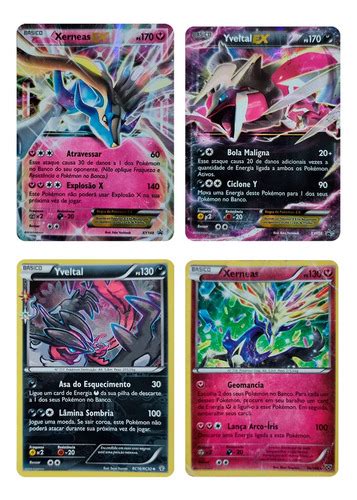 Kit 4 Cartas Pokémon Lendário Yveltal Ex E Xerneas Ex Parcelamento