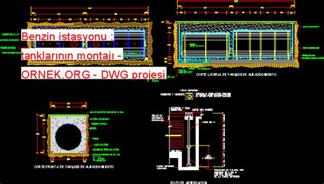 Proje Sitesi Benzin Istasyonu Tanklarının Montajı Autocad Projesi