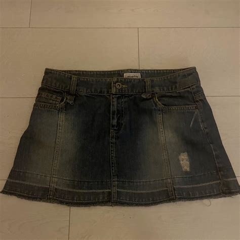 Light Wash Vintage Moto Denim Mini Skirt Sooo Cute Depop