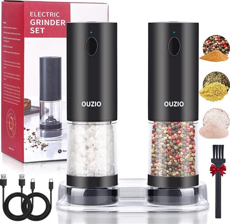 Electric Salt And Pepper Grinder Set — Gravity Rechargeable Salt Pepper Grinder With